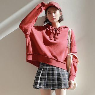 Lace-up Hoodie Red - One Size