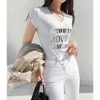V-neck Embossed T-shirt