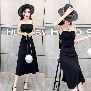 Strappy A-line Knitted Midi Dress