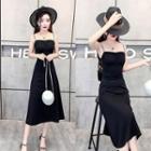 Strappy A-line Knitted Midi Dress