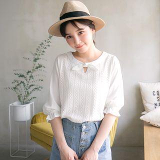 Elbow-sleeve Bow Top