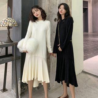 Ruffle Hem A-line Midi Knit Dress