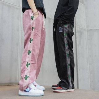 Couple Matching Embroidered Straight Pants
