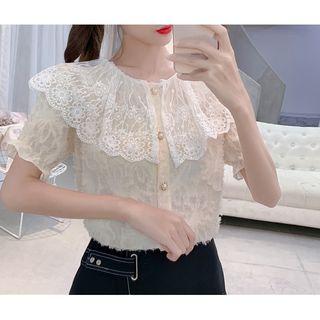 Lace Chiffon Short-sleeve Blouse