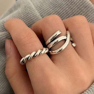 Set Of 2 : Retro Alloy Ring (assorted Designs) Set Of 2 - Silver - One Size