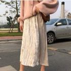 Crinkle A-line Midi Velvet Skirt