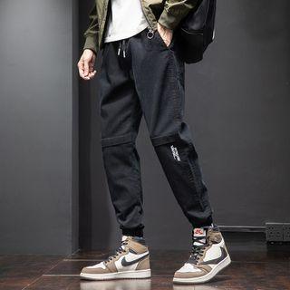 Letter Embroidered Tapered Cropped Pants