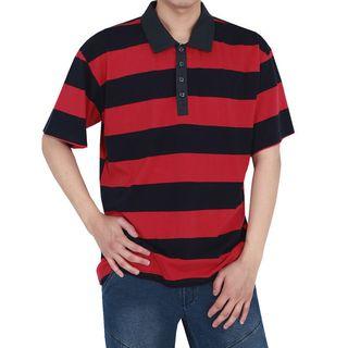 Plus Size Rugby-stripe Polo Shirt