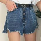 Ripped Washed Denim Shorts