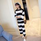 Set: Long-sleeve Striped Top + Cropped Pants