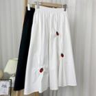 Strawberry Embroidered Midi A-line Skirt