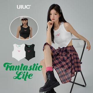 Asymmetrical Printed Crop Tank Top