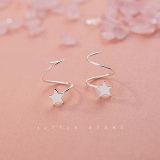 925 Sterling Silver Star Spiral Earring