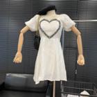 Puff-sleeve Heart Mini Dress