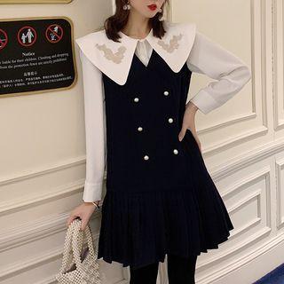 Collared Blouse / Sleeveless A-line Dress