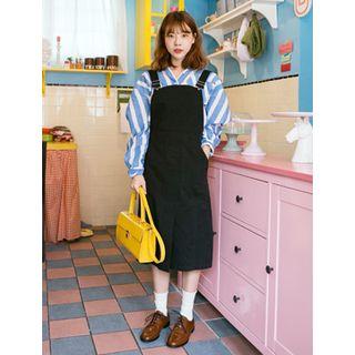 Dual-pocket Midi Jumper Dress