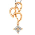 18k Rose Gold Triple Teardrops Cross Diamond Accent Necklace (1/10 Cttw) (free 925 Silver Box Chain, 16)