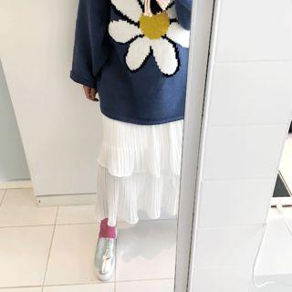 Pleated Tiered Long Skirt