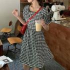 Short-sleeve Gingham Top / Mini A-line Dress