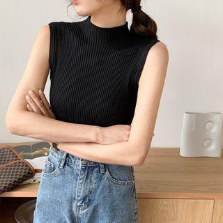 Plain Mock Turtleneck Knit Tank Top