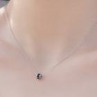 Rhinestone Pendant Sterling Silver Necklace 1 Pc - Black - One Size