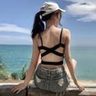 Spaghetti Strap Open-back Crop Top