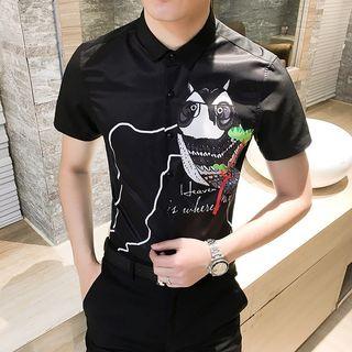 Owl Print Short-sleeve Shirt