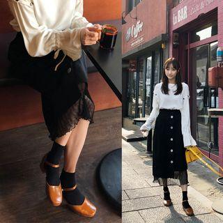 Set: Buttoned Midi Skirt + Tulle Petticoat