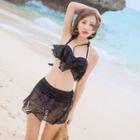 Set: Halter Lace Ruffle Bikini + Skirts