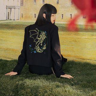 Embroidered Button Blazer