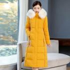 Furry Trim Padded Midi Coat