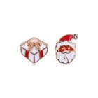 Plated Rose Gold Santa And Gift Asymmetric Stud Earrings With Austrian Element Crystal Rose Gold - One Size
