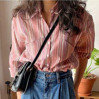 Striped Shirt Peach Pink - One Size