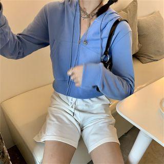 Long-sleeve Cropped Zip-up Hoodie