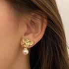 Cupid Faux Pearl Alloy Earring 1 Pair - Gold - One Size