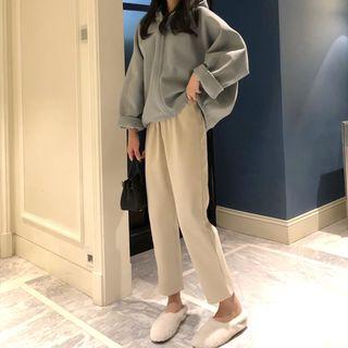 Batwing-sleeve Hoodie/ Cropped Straight-fit Pants