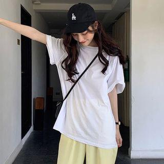 Short-sleeve Plain T-shirt / Midi A-line Skirt