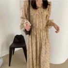 Lantern-sleeve Floral Loose Fit Dress As Shown In Figure - One Size