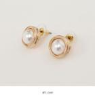Framed Faux-pearl Ear Studs Gold - One Size