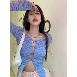 Long-sleeve Slim-fit See-through Top