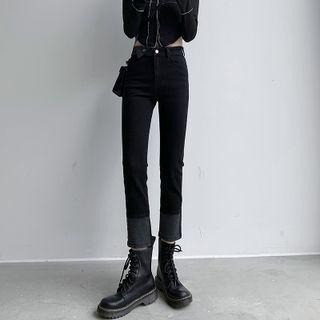 Two-tone Cropped Straight Leg Jeans (various Designs)