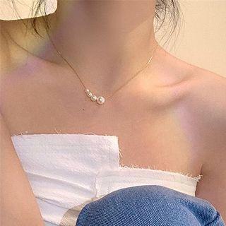 Faux Pearl Alloy Choker Y-340 - White - One Size