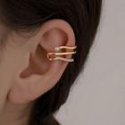 Faux Pearl Rhinestone Layered Alloy Cuff Earring Single - Gold - One Size
