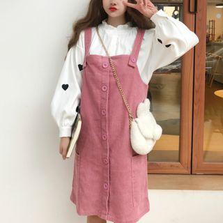 Buttoned Corduroy Jumper Dress