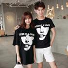 Couple Matching Printed Short-sleeve T-shirt / Printed Short-sleeve T-shirt Dress