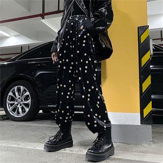 Dotted Print Wide-leg Pants