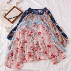 Bell-sleeved Floral Chiffon Top