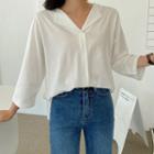 Plus Size Open-placket Boxy T-shirt