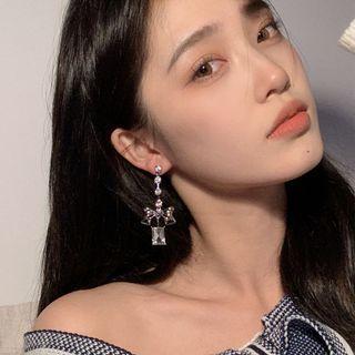 Bow Rhinestone Alloy Dangle Earring 1 Pair - Silver - One Size