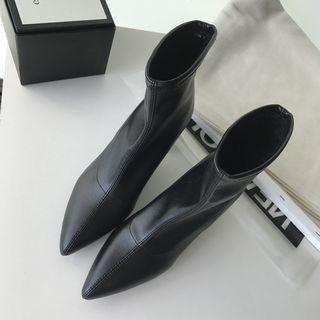 Chunky-heel Pointy Toe Short Boots